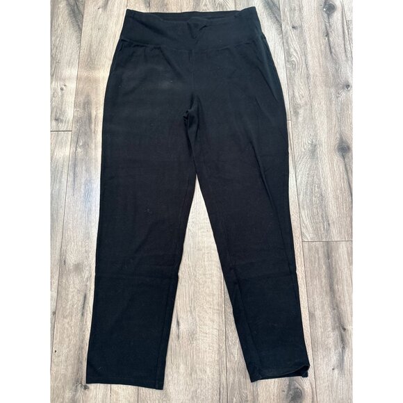 Eileen Fisher Black Stretch Pull On Leggings Pants M Cotton Blend - Picture 1 of 9